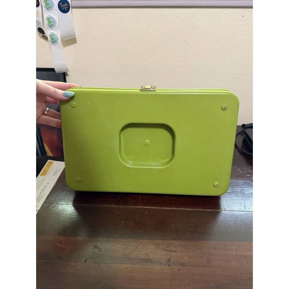 Vintage Wilson Wil-Hold Thread Box Avocado Green Sewing Organizer Caddy Storage
